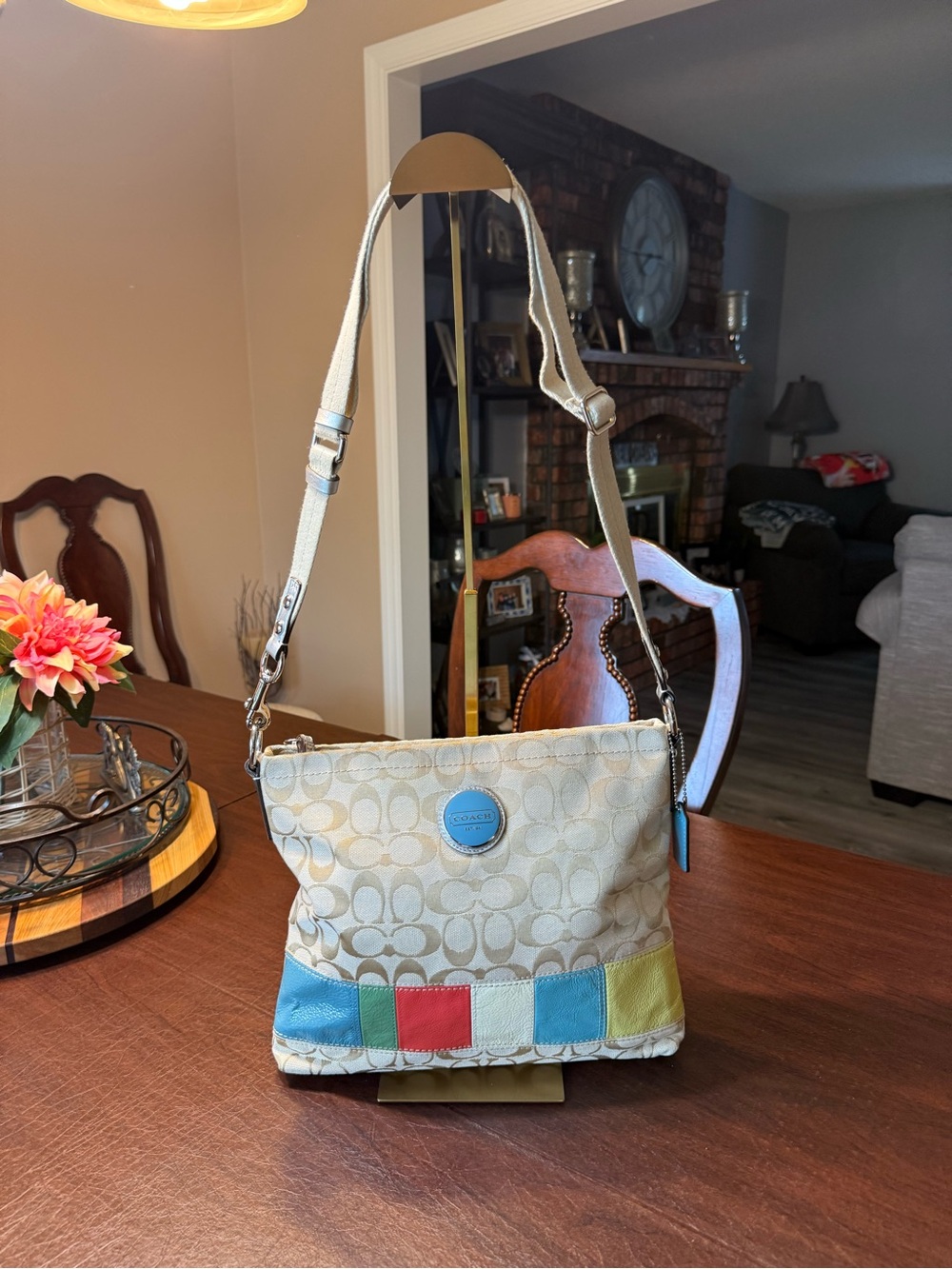 Coach khaki and multicolor monogram Crossbody